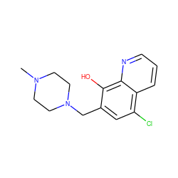 CN1CCN(Cc2cc(Cl)c3cccnc3c2O)CC1 ZINC000019680931