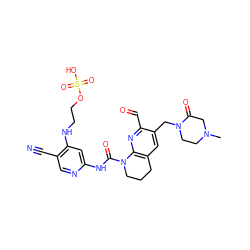 CN1CCN(Cc2cc3c(nc2C=O)N(C(=O)Nc2cc(NCCOS(=O)(=O)O)c(C#N)cn2)CCC3)C(=O)C1 ZINC001772611551