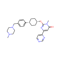 CN1CCN(Cc2ccc([C@H]3CC[C@@H](Oc4nc(-c5ccncn5)cc(=O)n4C)CC3)cc2)CC1 ZINC000146500541