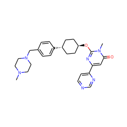 CN1CCN(Cc2ccc([C@H]3CC[C@H](Oc4nc(-c5ccncn5)cc(=O)n4C)CC3)cc2)CC1 ZINC000146519422