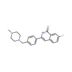 CN1CCN(Cc2ccc(-c3cc4ccc(F)cc4c(=O)[nH]3)cc2)CC1 ZINC001772605298