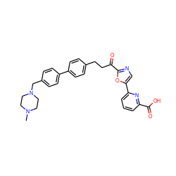 CN1CCN(Cc2ccc(-c3ccc(CCC(=O)c4ncc(-c5cccc(C(=O)O)n5)o4)cc3)cc2)CC1 ZINC000029136082