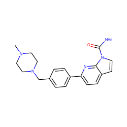 CN1CCN(Cc2ccc(-c3ccc4ccn(C(N)=O)c4n3)cc2)CC1 ZINC000103236257