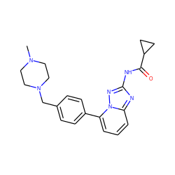 CN1CCN(Cc2ccc(-c3cccc4nc(NC(=O)C5CC5)nn34)cc2)CC1 ZINC000096174620