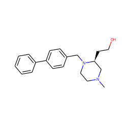 CN1CCN(Cc2ccc(-c3ccccc3)cc2)[C@@H](CCO)C1 ZINC000169310664