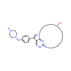 CN1CCN(Cc2ccc(-c3cn4c5c3=CNC(=NCCCCCCCC[C@@H](O)CCCCC4)N=5)cc2)CC1 ZINC001772576400