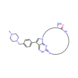 CN1CCN(Cc2ccc(-c3cn4c5c3=CNC(=NCCCCCCCCNC(=O)[C@@H](N)CCCC4)N=5)cc2)CC1 ZINC001772592261