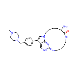 CN1CCN(Cc2ccc(-c3cn4c5c3=CNC(=NCCCCNC(=O)[C@@H](N)CCCC4)N=5)cc2)CC1 ZINC001772593929