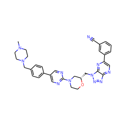 CN1CCN(Cc2ccc(-c3cnc(N4CCO[C@@H](Cn5nnc6ncc(-c7cccc(C#N)c7)nc65)C4)nc3)cc2)CC1 ZINC001772573251