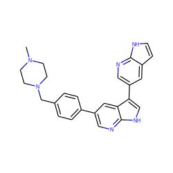 CN1CCN(Cc2ccc(-c3cnc4[nH]cc(-c5cnc6[nH]ccc6c5)c4c3)cc2)CC1 ZINC000096285235