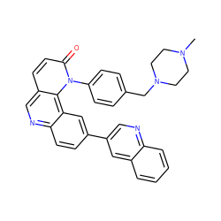 CN1CCN(Cc2ccc(-n3c(=O)ccc4cnc5ccc(-c6cnc7ccccc7c6)cc5c43)cc2)CC1 ZINC000064548794