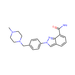 CN1CCN(Cc2ccc(-n3cc4cccc(C(N)=O)c4n3)cc2)CC1 ZINC000049113988