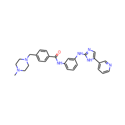 CN1CCN(Cc2ccc(C(=O)Nc3cccc(Nc4ncc(-c5cccnc5)[nH]4)c3)cc2)CC1 ZINC000040913819