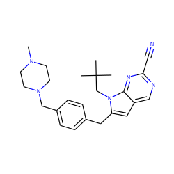 CN1CCN(Cc2ccc(Cc3cc4cnc(C#N)nc4n3CC(C)(C)C)cc2)CC1 ZINC000028958236