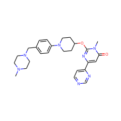 CN1CCN(Cc2ccc(N3CCC(Oc4nc(-c5ccncn5)cc(=O)n4C)CC3)cc2)CC1 ZINC000198759782