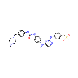 CN1CCN(Cc2ccc(NC(=O)Nc3ccc(N(C)c4ccnc(Nc5ccc(CS(C)(=O)=O)cc5)n4)cc3)cc2)CC1 ZINC000023254586