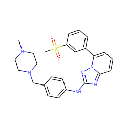 CN1CCN(Cc2ccc(Nc3nc4cccc(-c5cccc(S(C)(=O)=O)c5)n4n3)cc2)CC1 ZINC000096169613