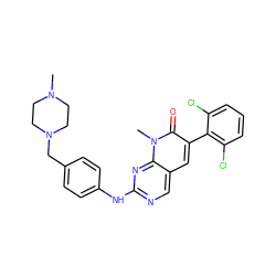 CN1CCN(Cc2ccc(Nc3ncc4cc(-c5c(Cl)cccc5Cl)c(=O)n(C)c4n3)cc2)CC1 ZINC000021289470