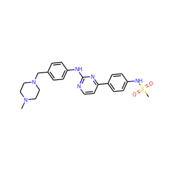 CN1CCN(Cc2ccc(Nc3nccc(-c4ccc(NS(C)(=O)=O)cc4)n3)cc2)CC1 ZINC000049018610