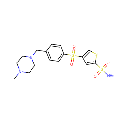 CN1CCN(Cc2ccc(S(=O)(=O)c3csc(S(N)(=O)=O)c3)cc2)CC1 ZINC000022935654