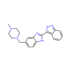 CN1CCN(Cc2ccc3[nH]c(-c4[nH]nc5ccccc45)nc3c2)CC1 ZINC000036176877