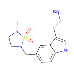 CN1CCN(Cc2ccc3[nH]cc(CCN)c3c2)S1(=O)=O ZINC000000016311