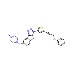 CN1CCN(Cc2ccc3c(c2)-c2[nH]nc(-c4csc(C#CCOc5ccccc5)c4)c2C3)CC1 ZINC000028641415