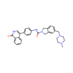 CN1CCN(Cc2ccc3c(c2)CN(C(=O)Nc2ccc(-c4c[nH]c(=O)c5ccccc45)cc2)C3)CC1 ZINC000166945726