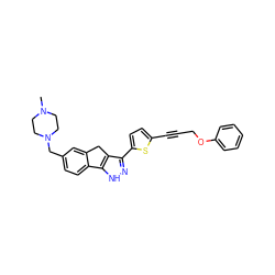 CN1CCN(Cc2ccc3c(c2)Cc2c(-c4ccc(C#CCOc5ccccc5)s4)n[nH]c2-3)CC1 ZINC000028641227