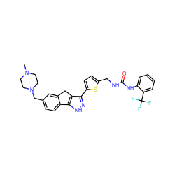 CN1CCN(Cc2ccc3c(c2)Cc2c(-c4ccc(CNC(=O)Nc5ccccc5C(F)(F)F)s4)n[nH]c2-3)CC1 ZINC000036338880