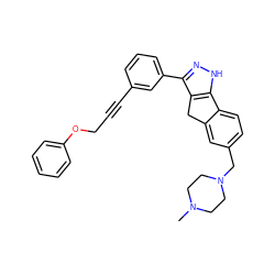 CN1CCN(Cc2ccc3c(c2)Cc2c(-c4cccc(C#CCOc5ccccc5)c4)n[nH]c2-3)CC1 ZINC000028641405