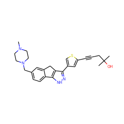 CN1CCN(Cc2ccc3c(c2)Cc2c(-c4csc(C#CCC(C)(C)O)c4)n[nH]c2-3)CC1 ZINC000028641789