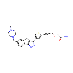 CN1CCN(Cc2ccc3c(c2)Cc2c(-c4csc(C#CCOCC(N)=O)c4)n[nH]c2-3)CC1 ZINC000028641972