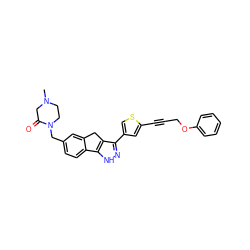 CN1CCN(Cc2ccc3c(c2)Cc2c(-c4csc(C#CCOc5ccccc5)c4)n[nH]c2-3)C(=O)C1 ZINC000028641410