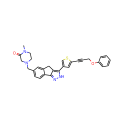 CN1CCN(Cc2ccc3c(c2)Cc2c-3n[nH]c2-c2csc(C#CCOc3ccccc3)c2)CC1=O ZINC000028641407