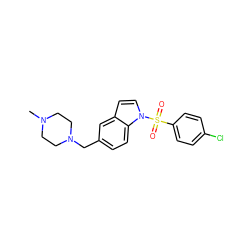 CN1CCN(Cc2ccc3c(ccn3S(=O)(=O)c3ccc(Cl)cc3)c2)CC1 ZINC000043196751