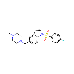 CN1CCN(Cc2ccc3c(ccn3S(=O)(=O)c3ccc(F)cc3)c2)CC1 ZINC000071295093