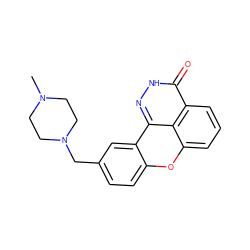 CN1CCN(Cc2ccc3oc4cccc5c(=O)[nH]nc(c3c2)c45)CC1 ZINC000036398946