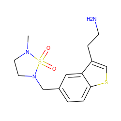 CN1CCN(Cc2ccc3scc(CCN)c3c2)S1(=O)=O ZINC000013738519