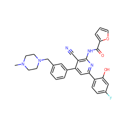 CN1CCN(Cc2cccc(-c3cc(-c4ccc(F)cc4O)nc(NC(=O)c4ccco4)c3C#N)c2)CC1 ZINC000053243142