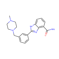 CN1CCN(Cc2cccc(-c3nc4c(C(N)=O)cccc4[nH]3)c2)CC1 ZINC000026492683