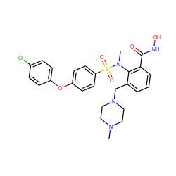 CN1CCN(Cc2cccc(C(=O)NO)c2N(C)S(=O)(=O)c2ccc(Oc3ccc(Cl)cc3)cc2)CC1 ZINC000022450147