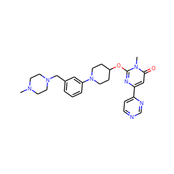 CN1CCN(Cc2cccc(N3CCC(Oc4nc(-c5ccncn5)cc(=O)n4C)CC3)c2)CC1 ZINC000146509859