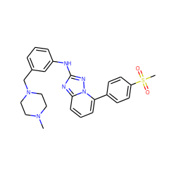 CN1CCN(Cc2cccc(Nc3nc4cccc(-c5ccc(S(C)(=O)=O)cc5)n4n3)c2)CC1 ZINC000148205348