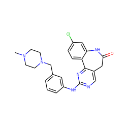 CN1CCN(Cc2cccc(Nc3ncc4c(n3)-c3ccc(Cl)cc3NC(=O)C4)c2)CC1 ZINC000073198929