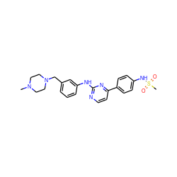 CN1CCN(Cc2cccc(Nc3nccc(-c4ccc(NS(C)(=O)=O)cc4)n3)c2)CC1 ZINC000049020469