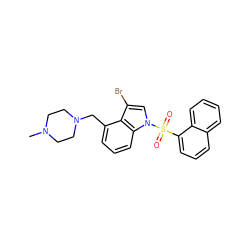 CN1CCN(Cc2cccc3c2c(Br)cn3S(=O)(=O)c2cccc3ccccc23)CC1 ZINC000095561779