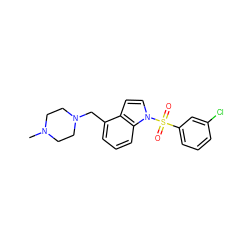 CN1CCN(Cc2cccc3c2ccn3S(=O)(=O)c2cccc(Cl)c2)CC1 ZINC000095562527