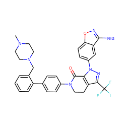 CN1CCN(Cc2ccccc2-c2ccc(N3CCc4c(C(F)(F)F)nn(-c5ccc6onc(N)c6c5)c4C3=O)cc2)CC1 ZINC000023358138