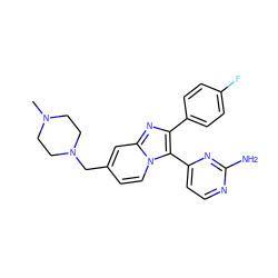 CN1CCN(Cc2ccn3c(-c4ccnc(N)n4)c(-c4ccc(F)cc4)nc3c2)CC1 ZINC000040976567